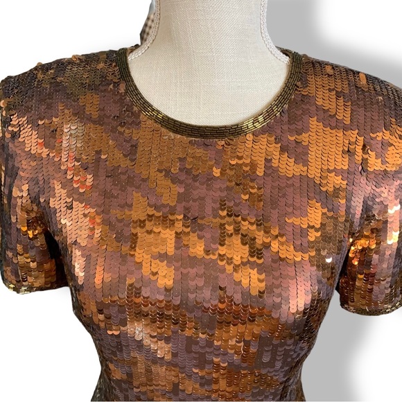 AJ BARI | ✨ VINTAGE ✨ Houndstooth Sequined Cocktail Dress Size 4 - Picture 3 of 14